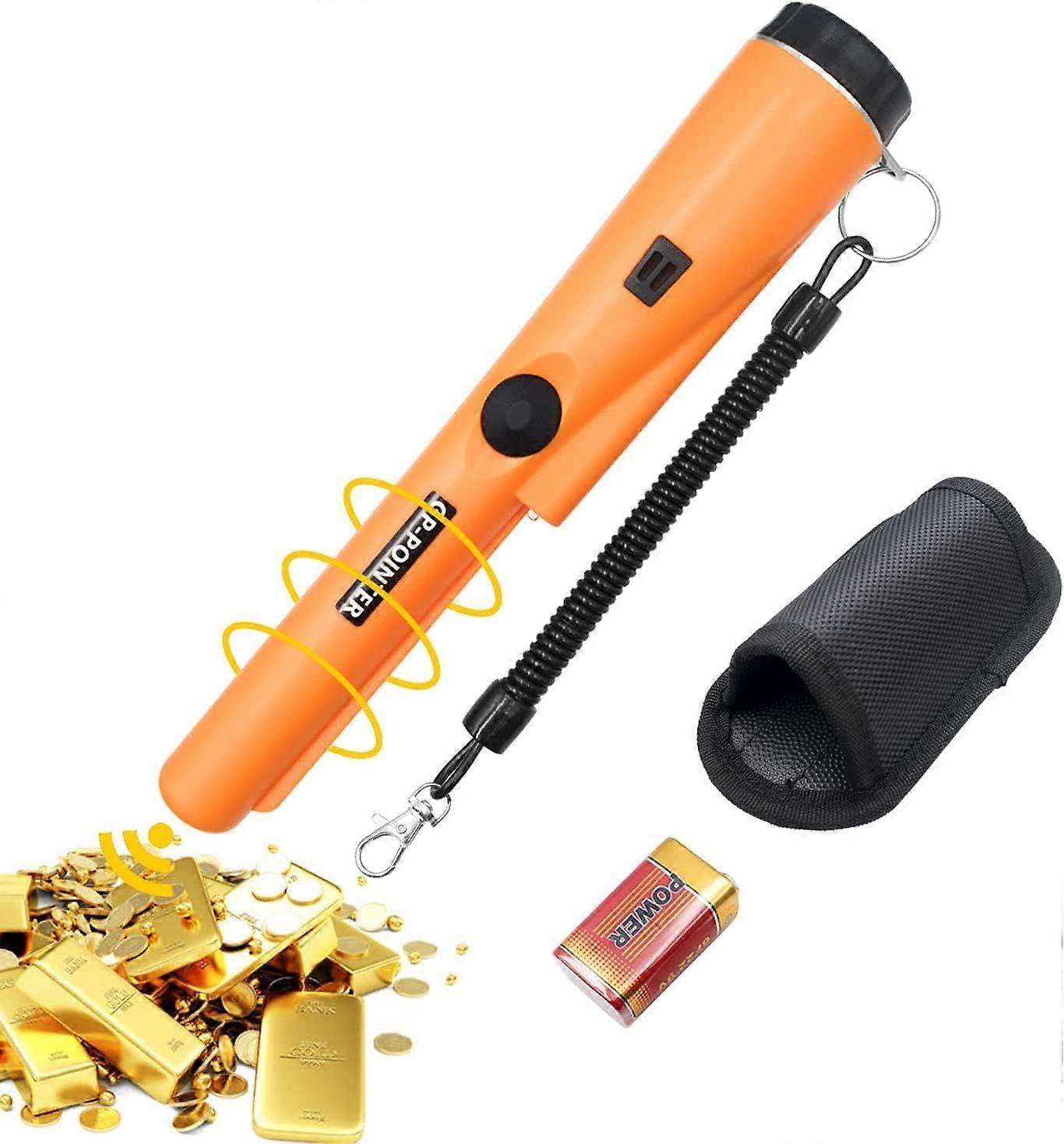 Portable metal detector, 360 scanning metal detector, waterproof metal pinpoint locator, built-in LED indicator light/alarm light/9V battery