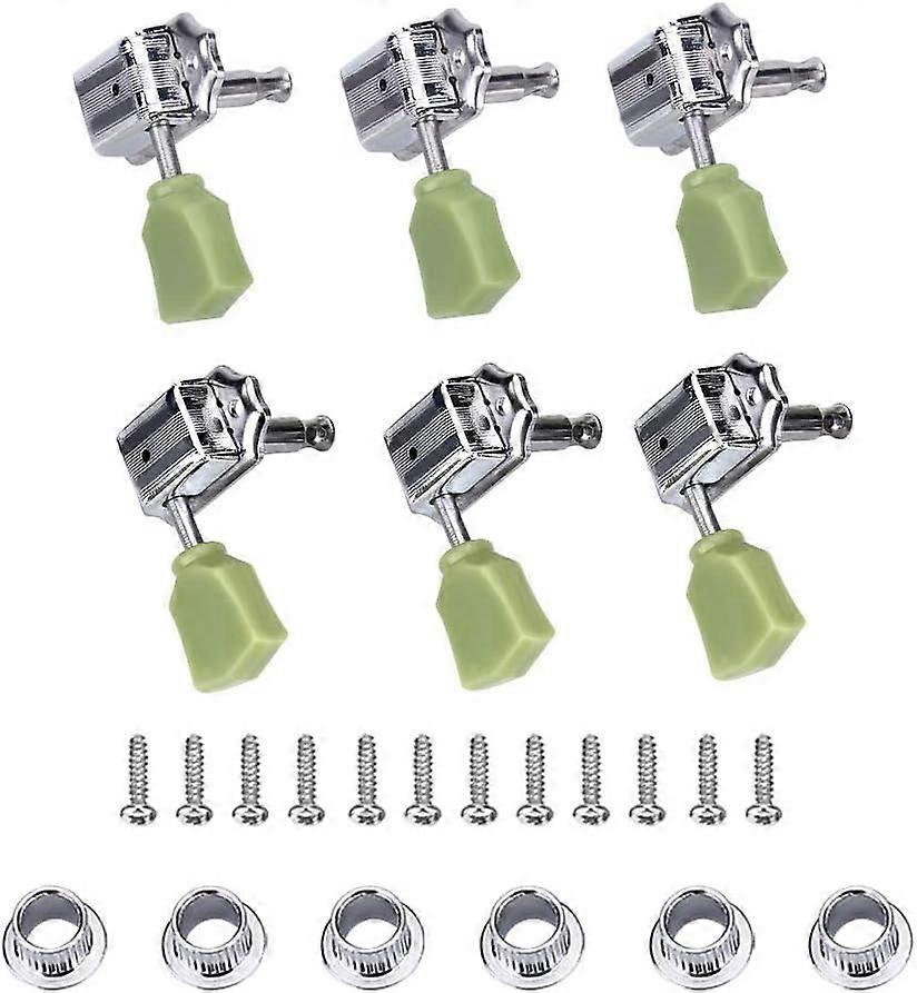 6PCS Tuning Key Pegs, 3R 3L Machine Heads Silver String Tuners for Electric Guitar