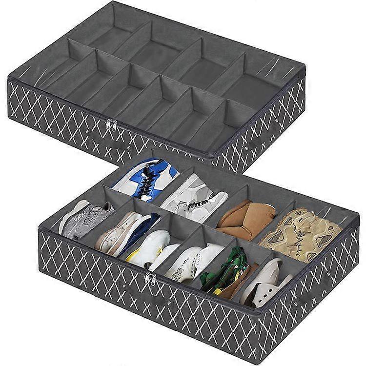 Under-bed Shoe Storage Box, Foldable Non-woven Lattice Storage Bag