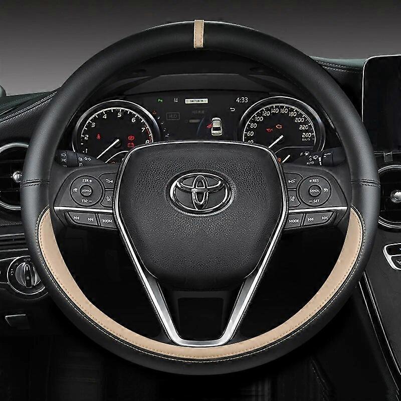 כיסוי גלגל הגה לרכב 38cm עור עבור טויוטה קורולה Avensis יאריס Rav4 Hilux Auris 2015 קאמרי CH-R 2021 אביזרים לרכב