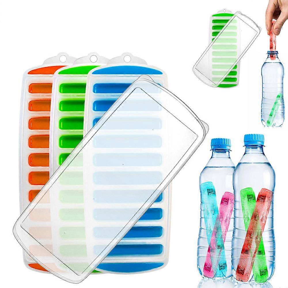 3 Pcs Silicone Narrow Ice Stick Cube Trays with Lid