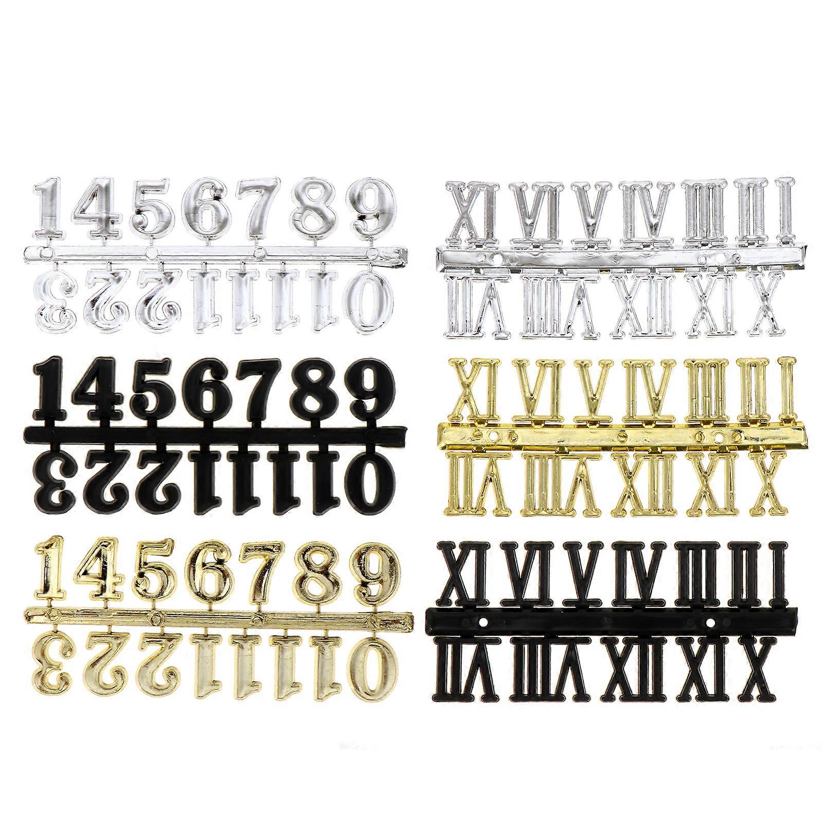 6 Pcs Letters Stickers Clock Numbers Replacements Clock Arabic Number Clock Numerals Kit Clock Replacement Numerals
