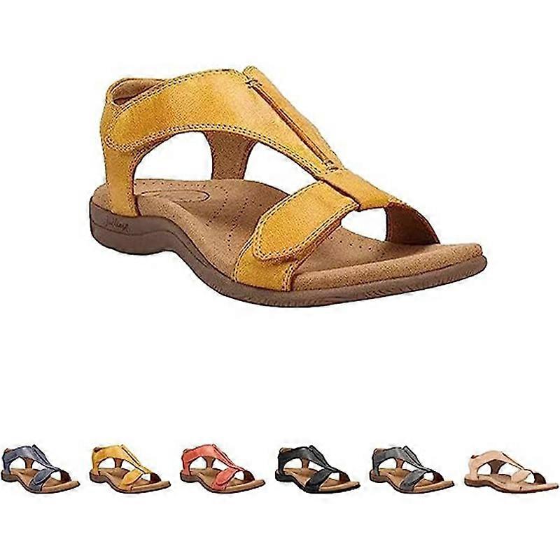 Women's Comfortable Orthopedic Sandals T-Strap Buckle Flats Sandals with Arch Support