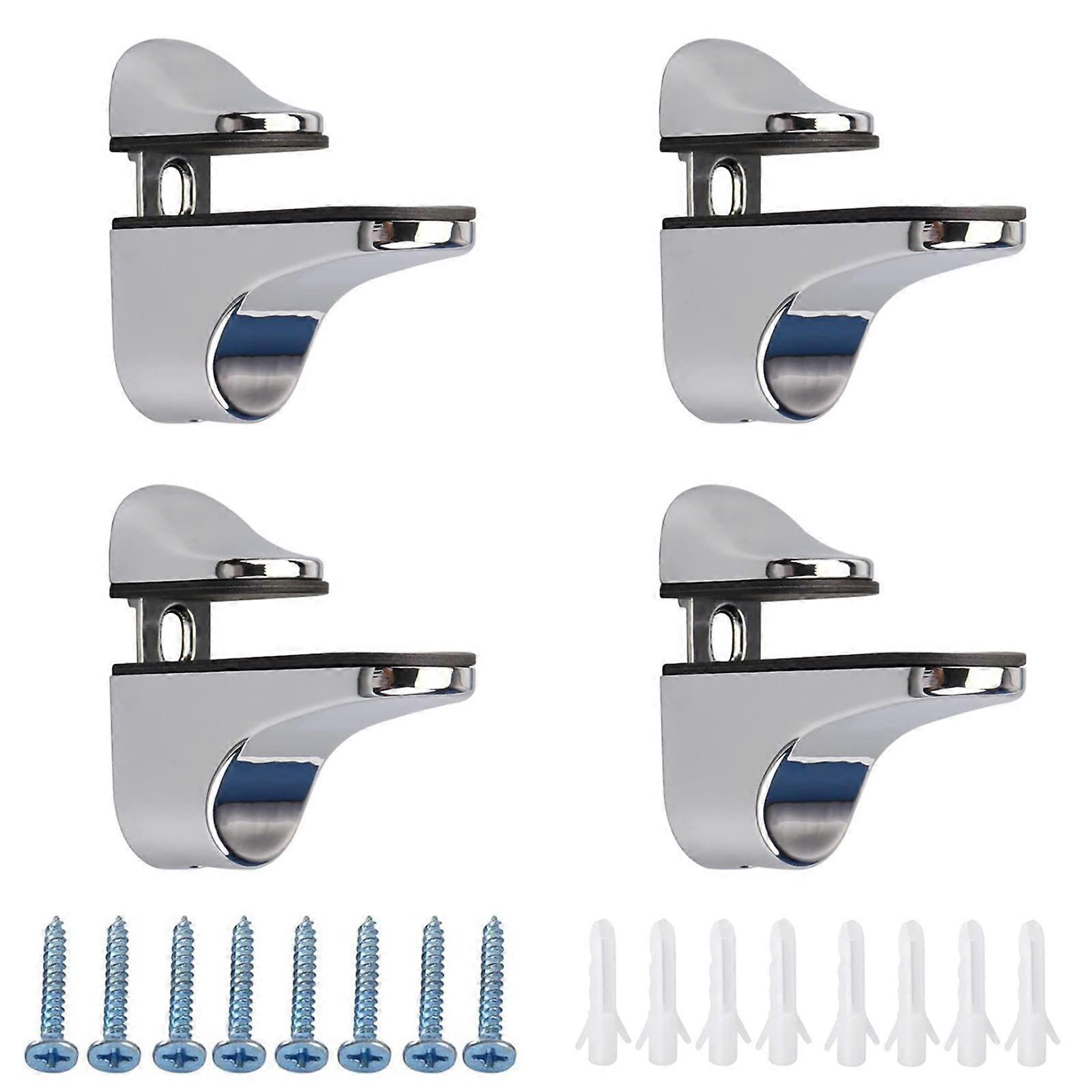 4PCS Glass Shelf Bracket, Duckbill Clip Shelf Bracket, Adjustable Wood/Glass Shelf Bracket for 2-23mm Thickness Shelf Glass Shelf
