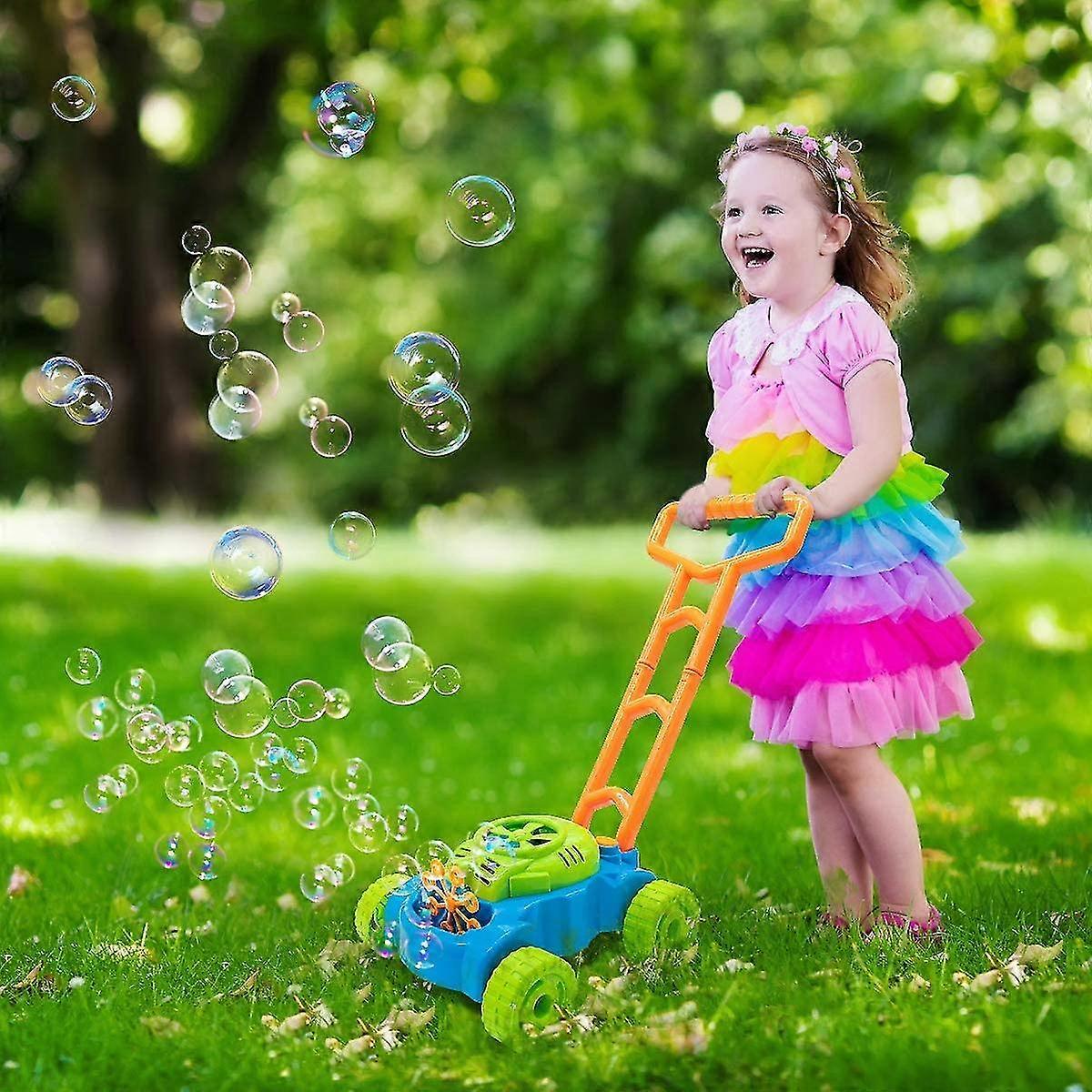 Toddler Bubble Lawn Mower | High Resolution Stock Photo | Electronic Bubble Blower | Fun Bubble Push Toy For Kids(blue)