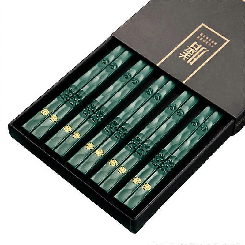 5 Pairs Alloy Laser Engraving Chopsticks Non-slip Reusable Sushi Sticks