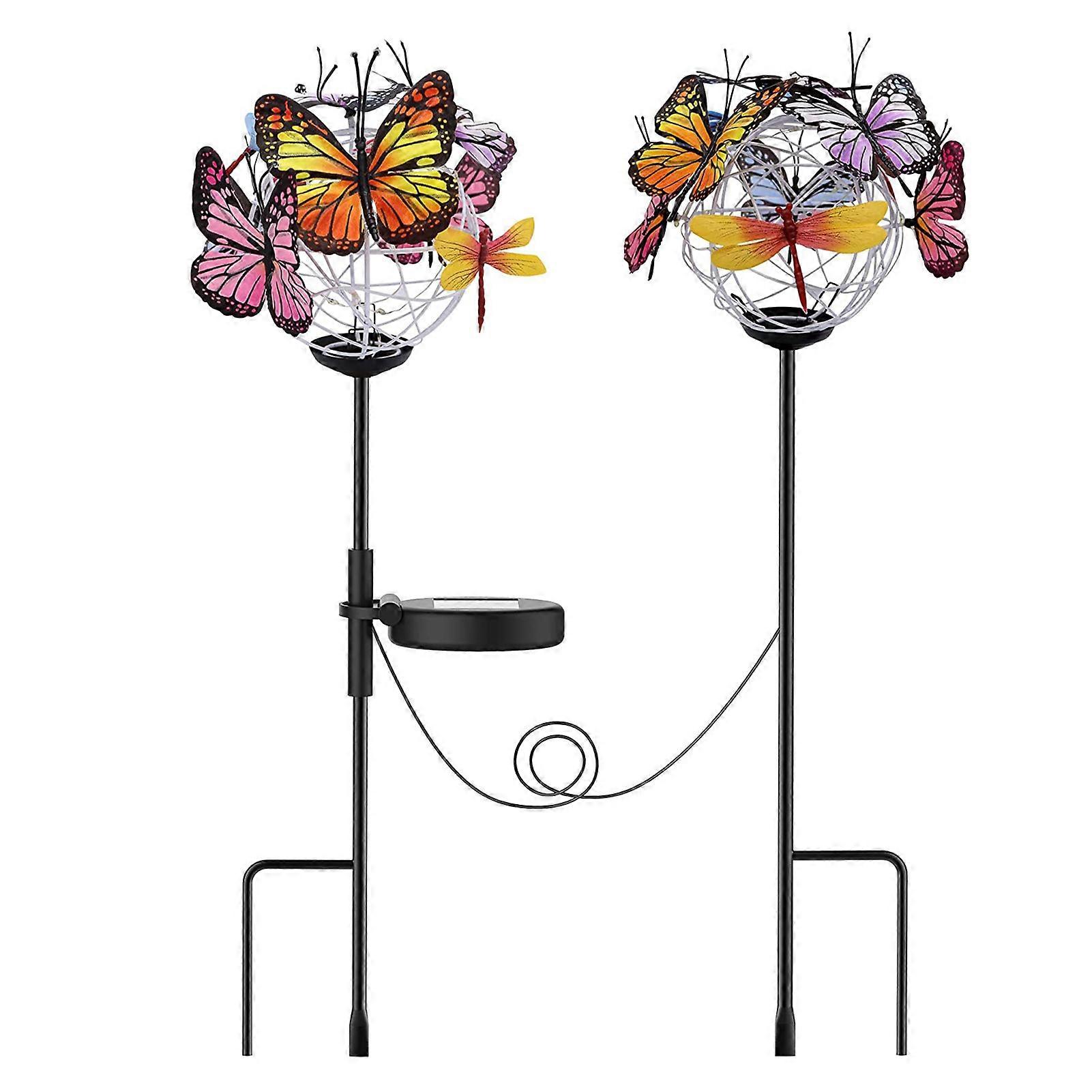 1 Set Butterfly Solar Light IP65 Waterproof Realistic Looking No Wiring Required Automatic Charging Decorative Solar-Powered Stake Lights with Butterf