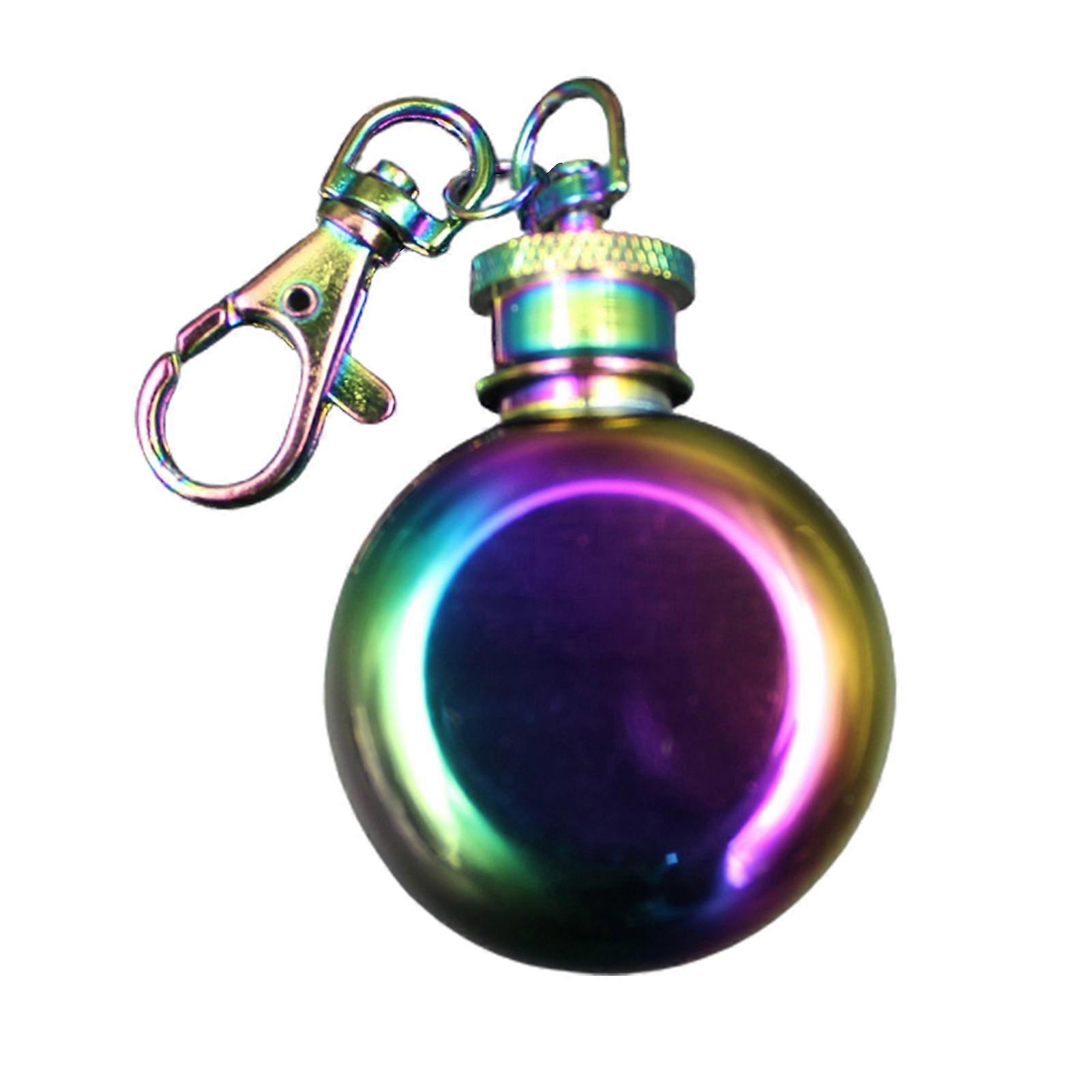 28ml Stainless Steel Hip Flask with Keychains Leak-proof Travel Bottle Wine Flask for Office