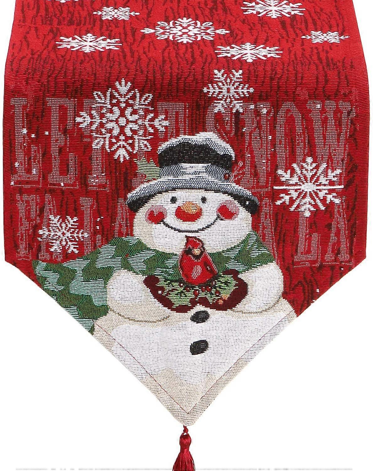 Feuille Christmas Table Runner Holiday Table Runners for Dining Room, Cardinal Snowflake Snowman T