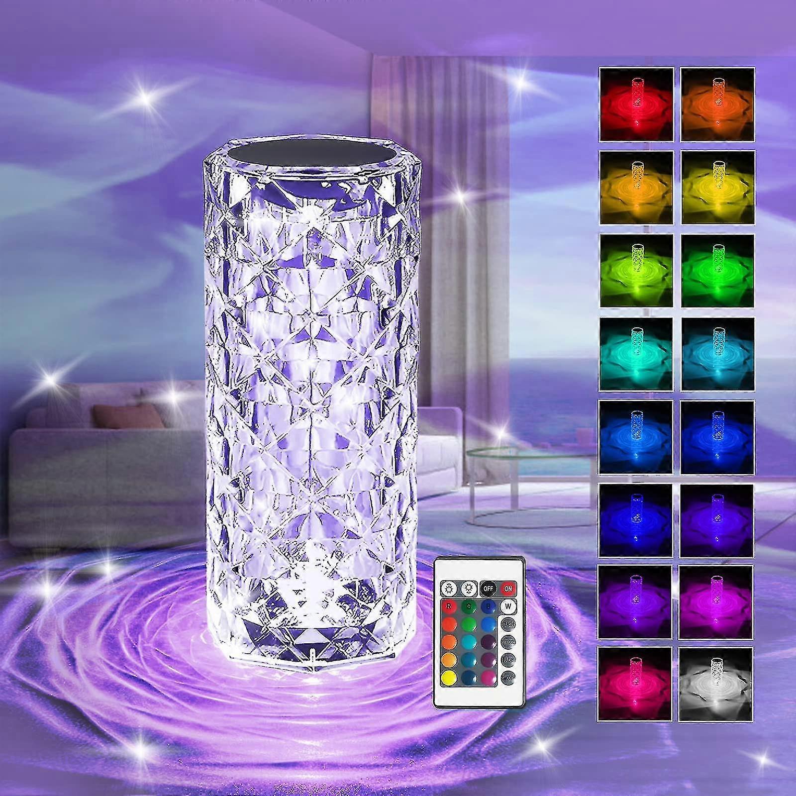 Dimmable Crystal Table Lamp With 16 Rgb Color, Remote Control, Rechargeable Table Lamp With Usb Charging Port, Valentines Day Crystal Lamp For Living
