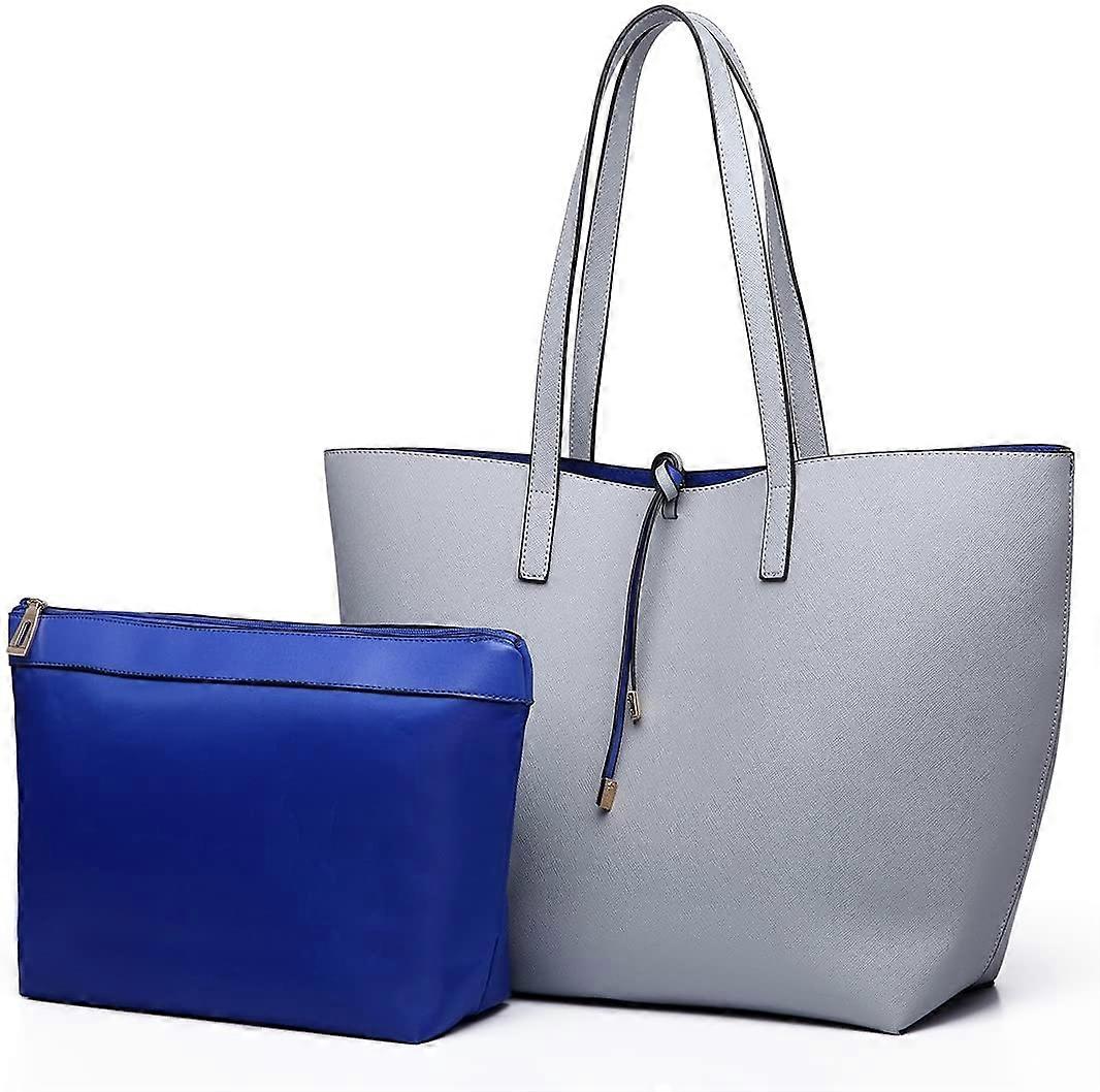 Lt6628 Gy المرأة عكسها حمل حقيبة فو الجلود الكتف حقيبة يد كبيرة المتسوق مجموعة اثنين في واحد