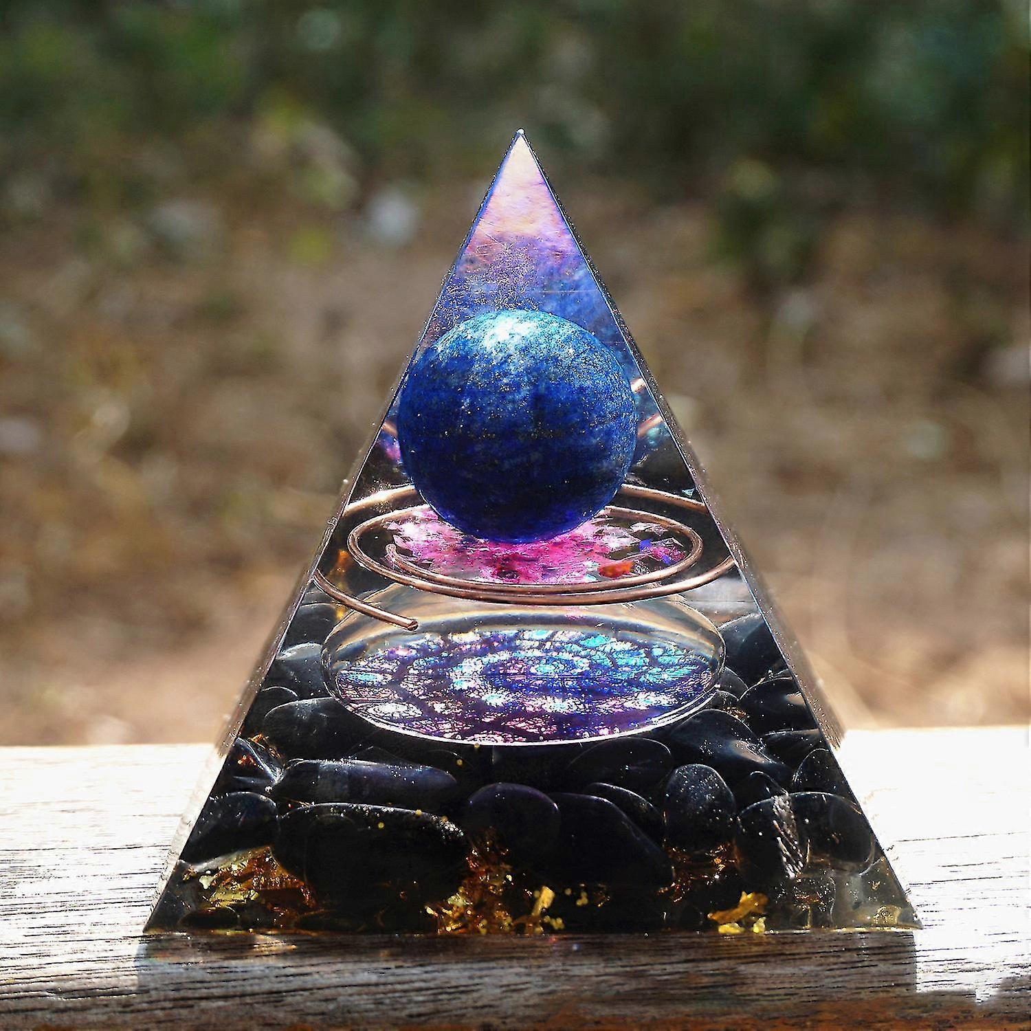 Energy Generator Orgone Pyramid Amethyst Peridot Healing Natural Crystal Reiki Chakra Generator Orgonite Pyramid Meditation Tool