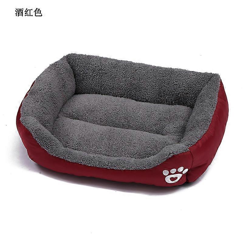 Wine Red Pet Dog Bed Large Size Pet House Waterproof Bottom Soft Wool Warm Cat Bed