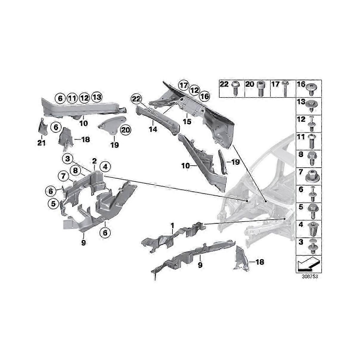 3pcs Engine Compartment Partition Bulkhead Panel Kit For X5 E70 X6 E71 E72 51717169419 51717169420