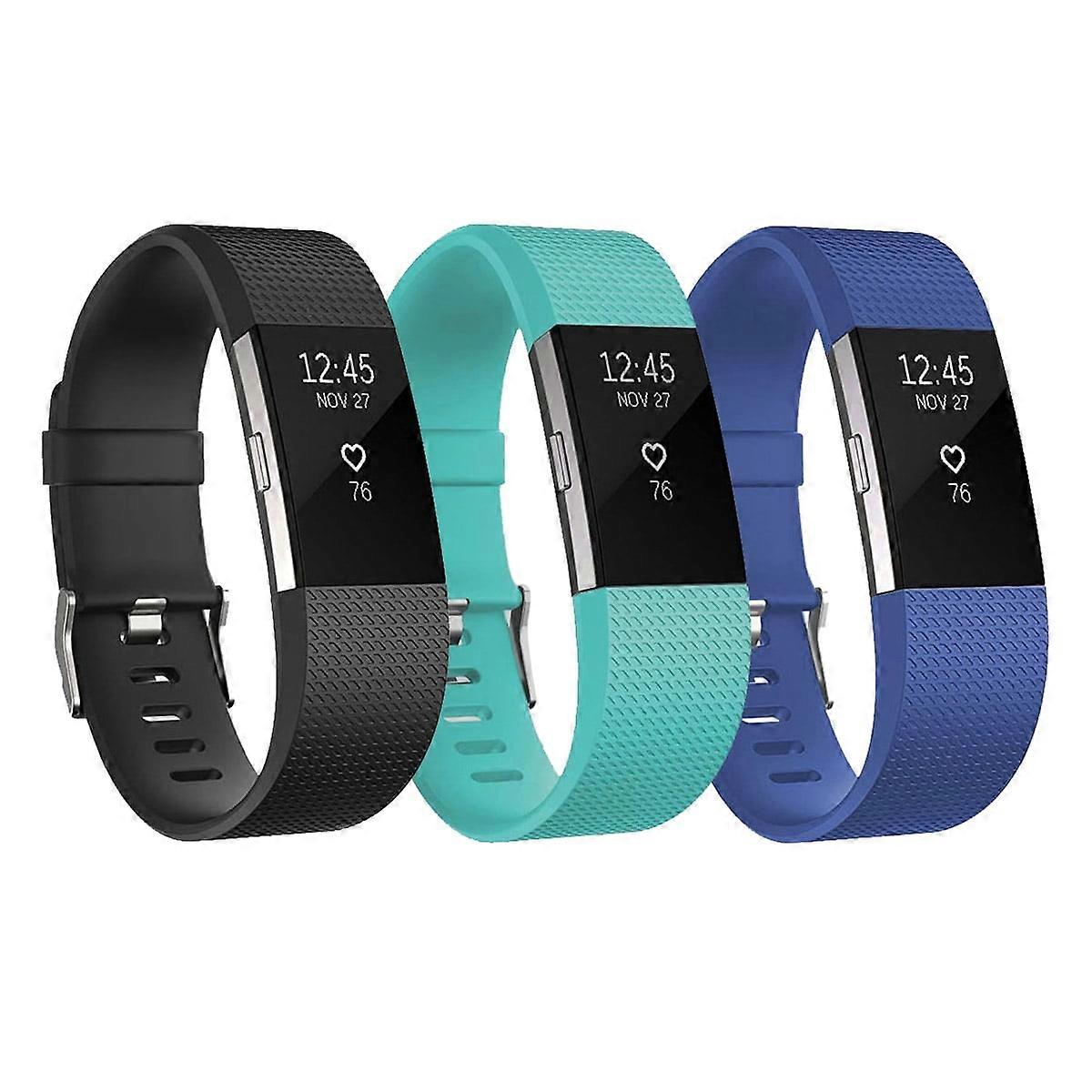 Compatible with Fitbit Charge 2 Bands, 1/3-Pack Adjustable Replacement Silicone Wristband and Strap