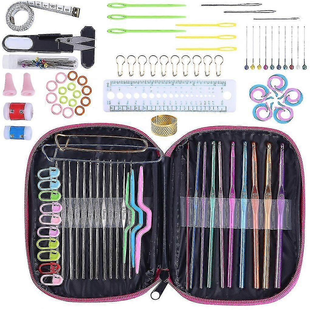 100pcs Crochet Hook Set Yarn Knitting Needles Sewing Tools Full Set Diy Crochet Craft Tools