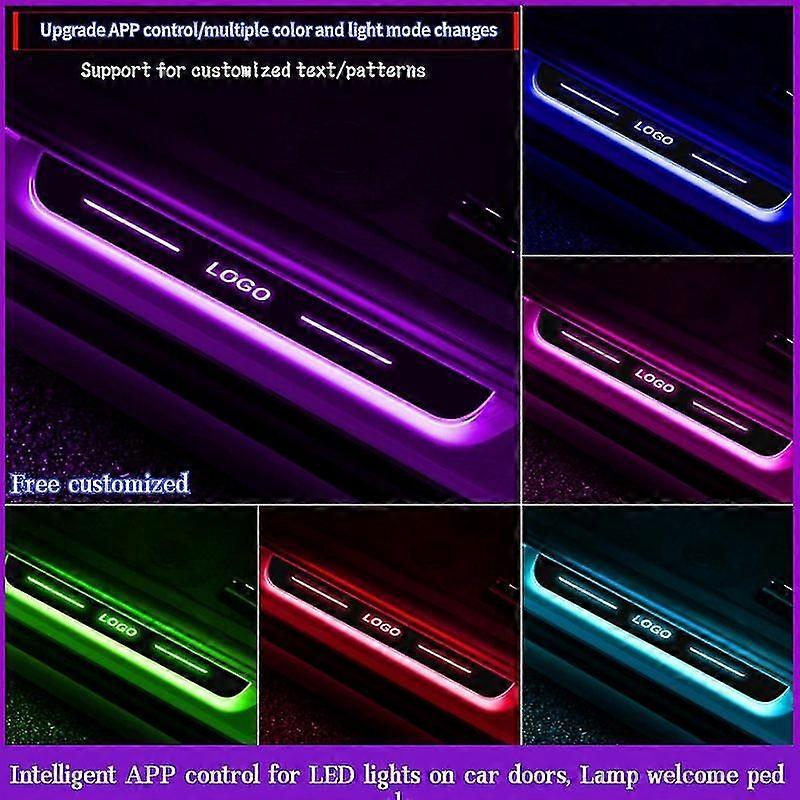 Aangepaste autodeur Dorpel Licht Logo Projector Lamp Power Moving Led Welkom Pedaal Instaplijst Pedaal App Control Symphony Boris