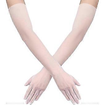 Guanti lunghi da donna gomito elastico lunghezza 27,6 pollici guanti in tulle lungo trasparente