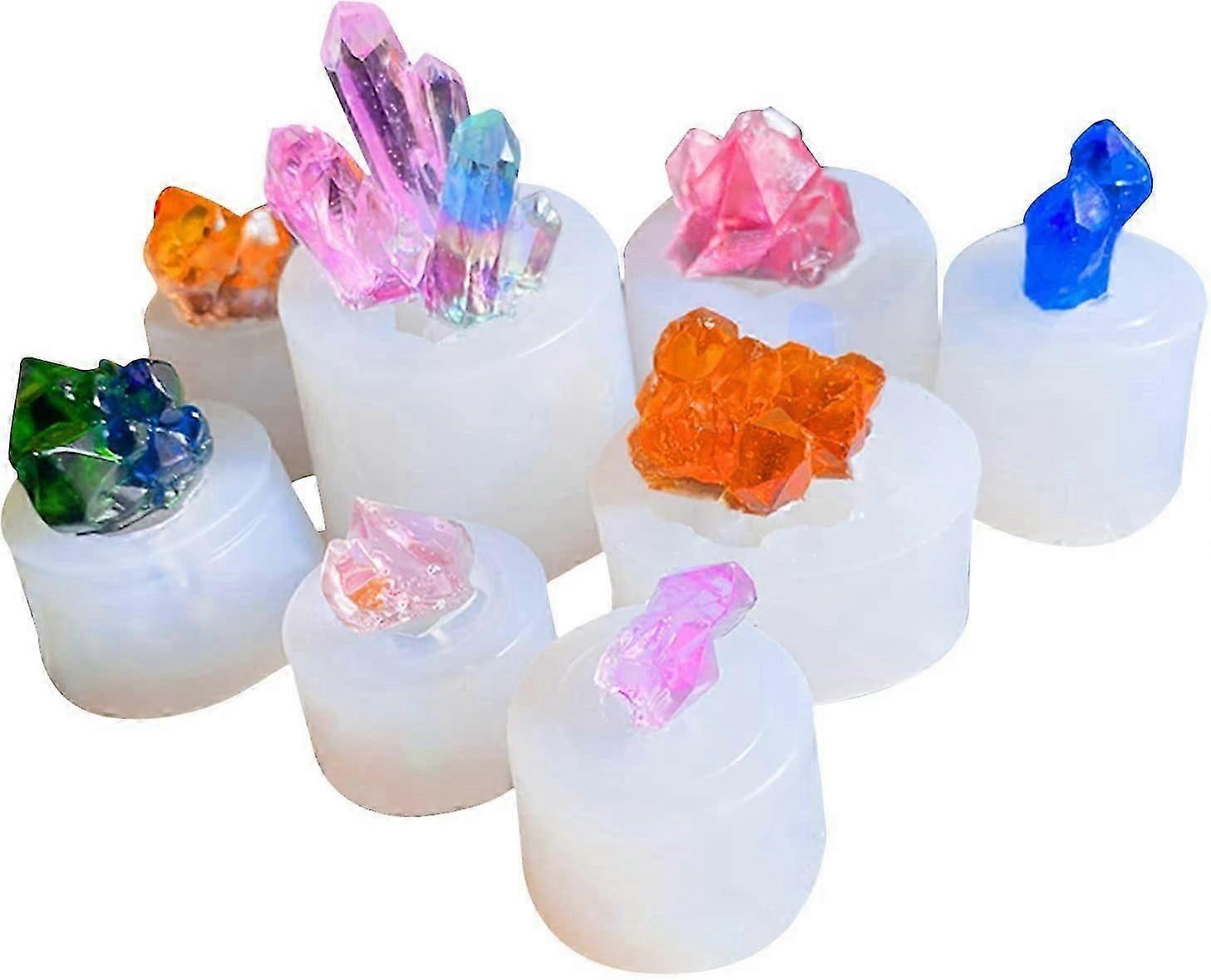Crystal Cluster Silicone Epoxy Resin Mold DIY Craft Project Set (8 Pieces)