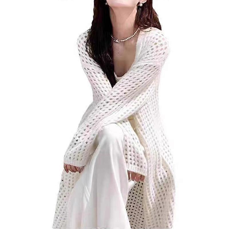 Lace-Up Knit Coat, Long-Length Front Lace-Up Design, Womens Knit Coat Outerwear For Fall And Winter