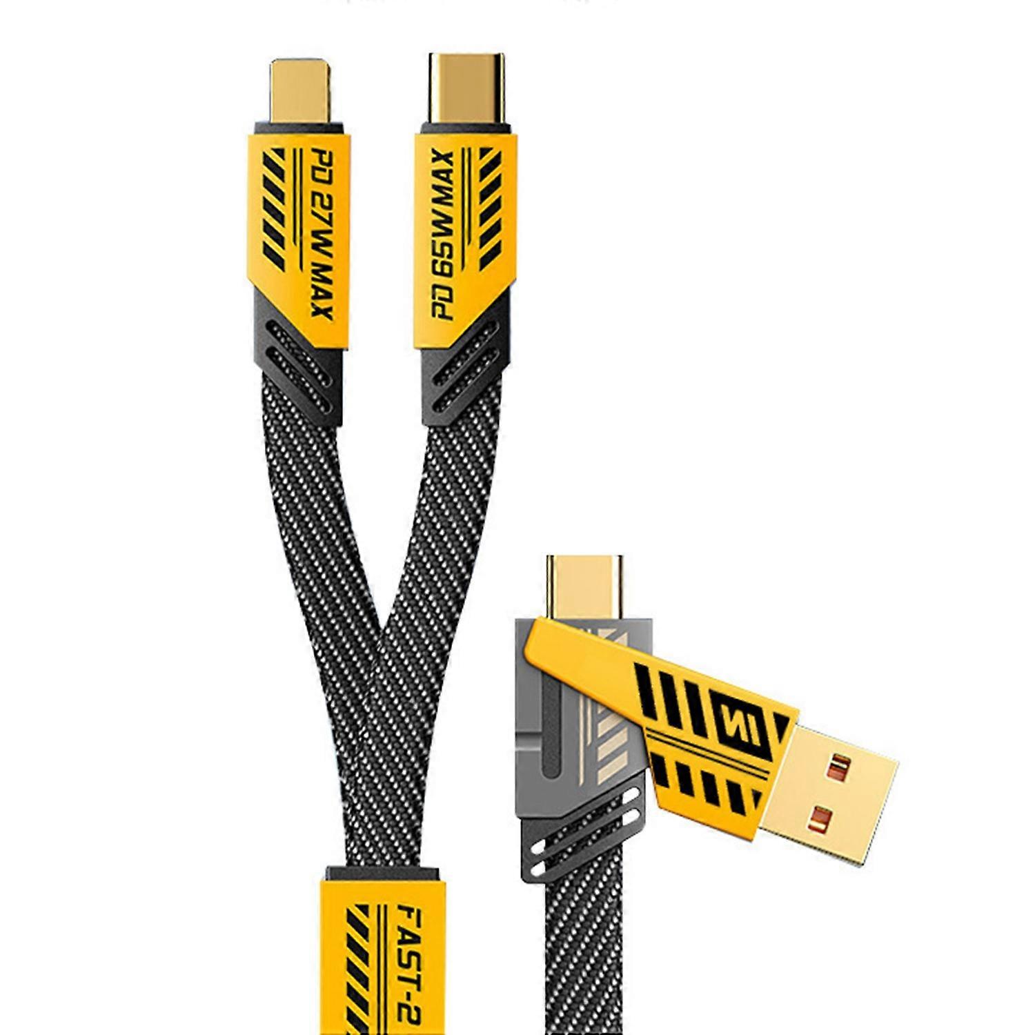 Type-C Cable PD65W/27W Fast Charging Cord Dual Device Charger Smart Chip Low Temp Output Durable