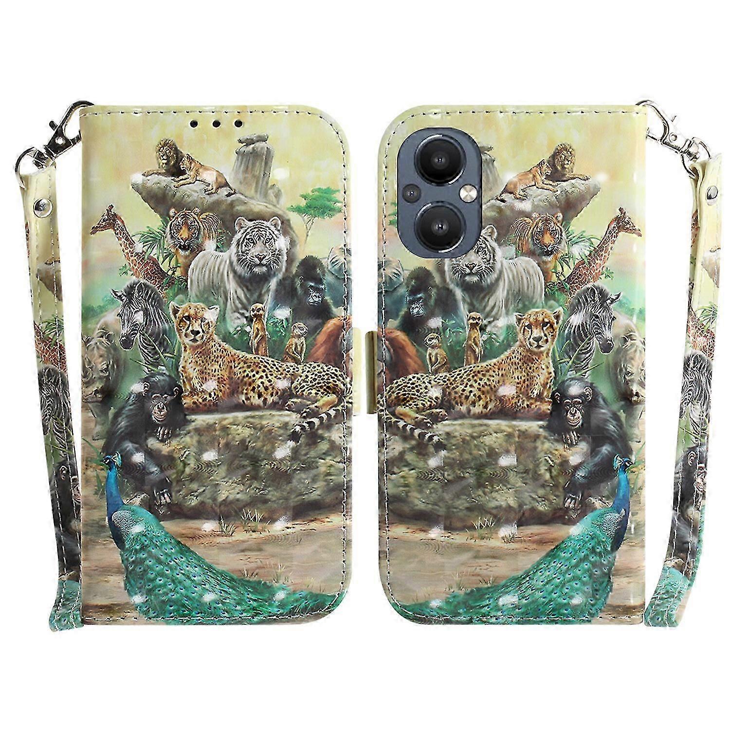Compatible with OnePlus Nord N20 5G 3D Print Full Stylish PU Leather Wallet Bookstyle Magnetic Flip Case with Strap