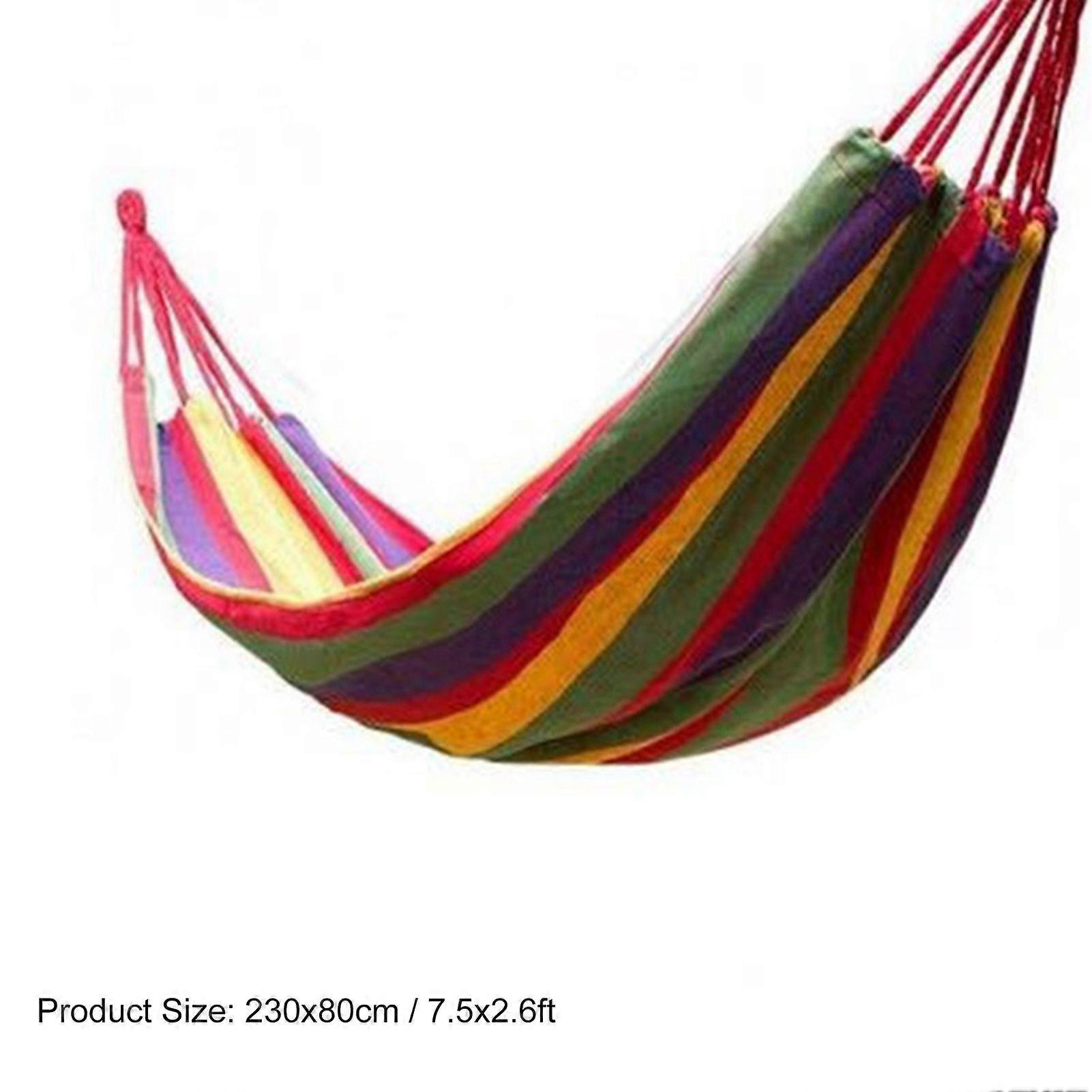 SBSGV Camping Hammock Double Portable Hammock with 2 Tie Straps Colorful Stripe Cloth Hammock for Indoor Outdoor Red