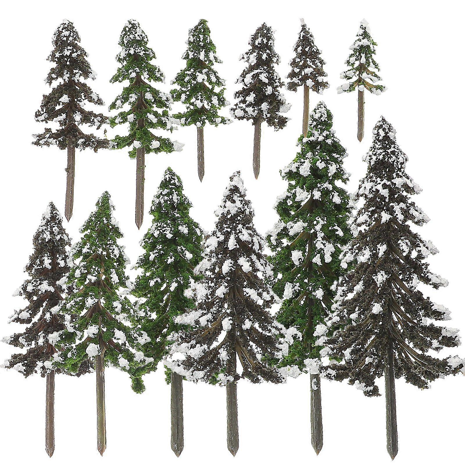 12pcs Model Trees Miniature Trees Mini Simulation Pine Tree Micro Landscape Decor