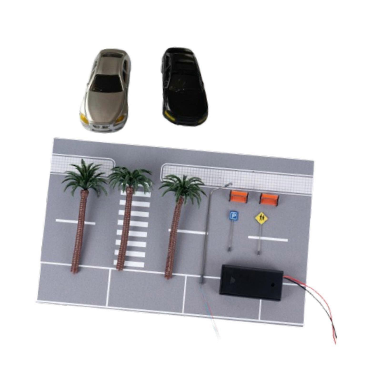 Parking Lot Model Car Scene Interactive for 1/64 Micro Landscape Model Train white light