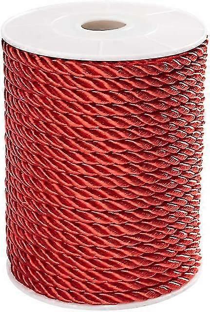 Twisted Cord Red, 20 Yards(18m) 5mm 3-ply Twisted Cord Rope Nylon Twisted Cord Trim Thread String For Diy Craft Sewing Upholster