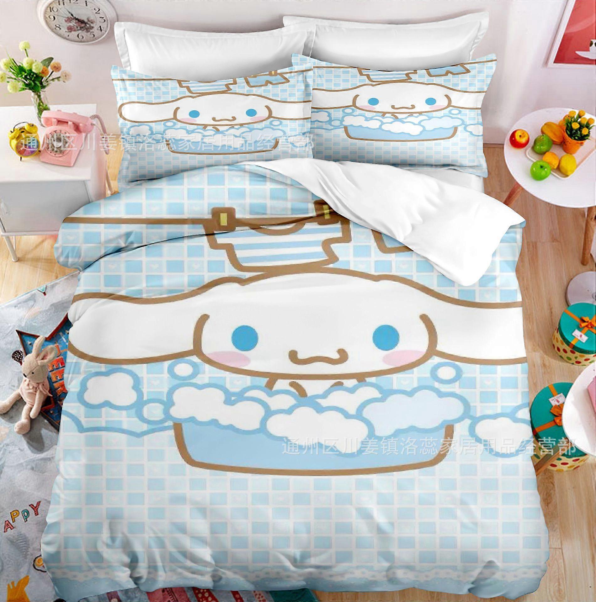v1710 Lakan Cinnamoroll Söta Tryckta Sängkläder Täcke Täcke Sängöverdrag Påslakan Örngott - Pieces Sets Barn Vuxen Storlek 3-delade sängkläder S