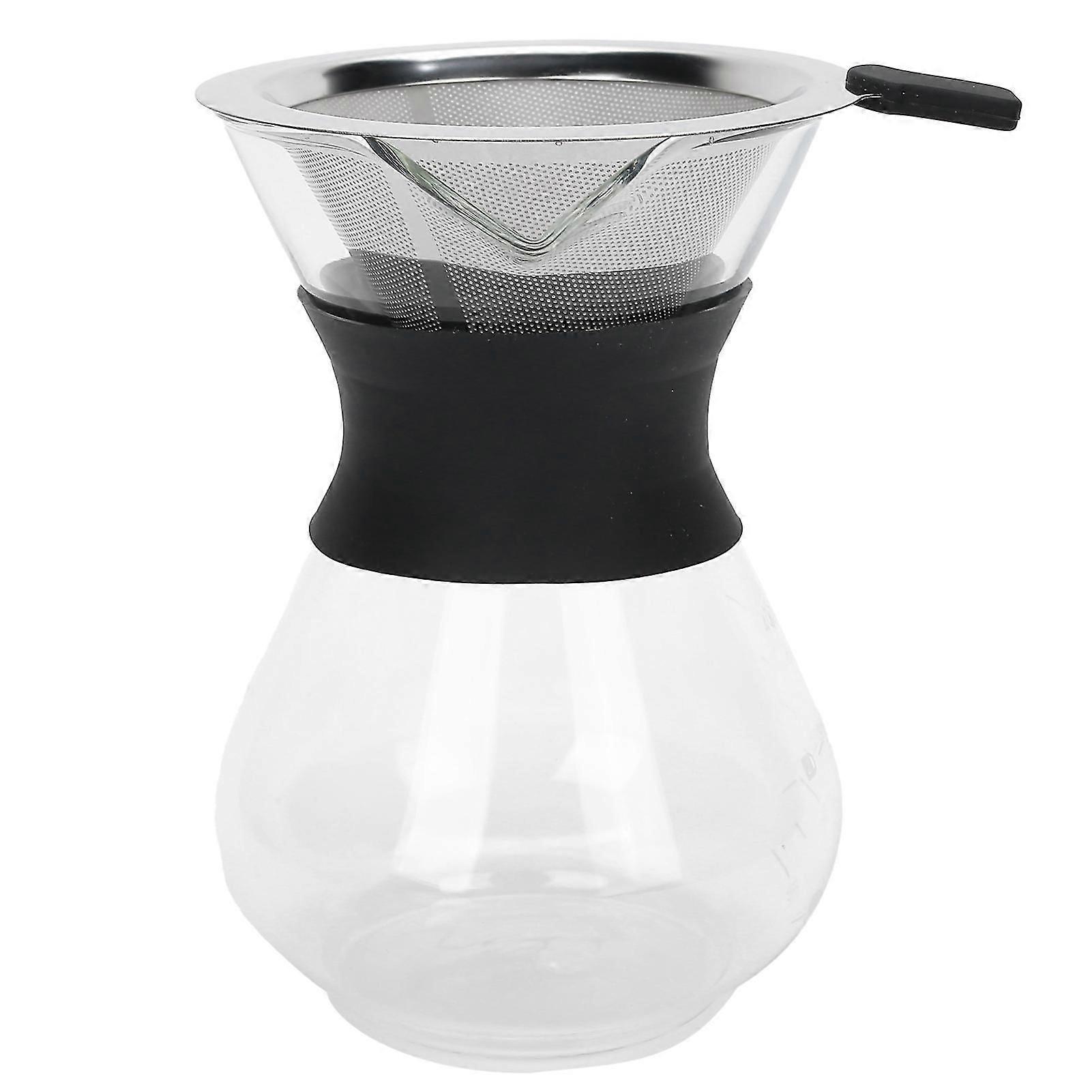 400ml Manual Drip Coffee Maker Set with Reusable Glass Coffee Pot and Stainless Steel Filter