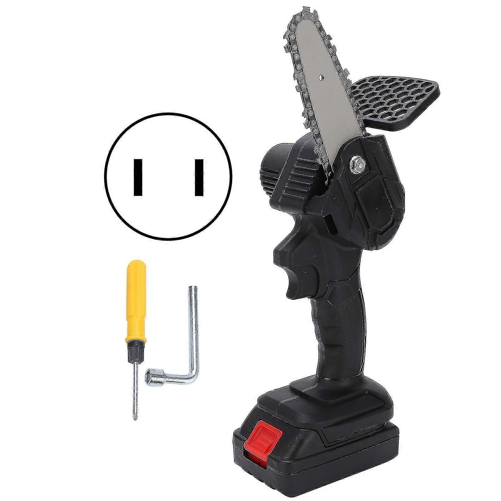 Mini Hand Saw 4in Portable Electronic 1handed Trimming Tool Chainsaw With Brush Ac100240vblack Us Plug