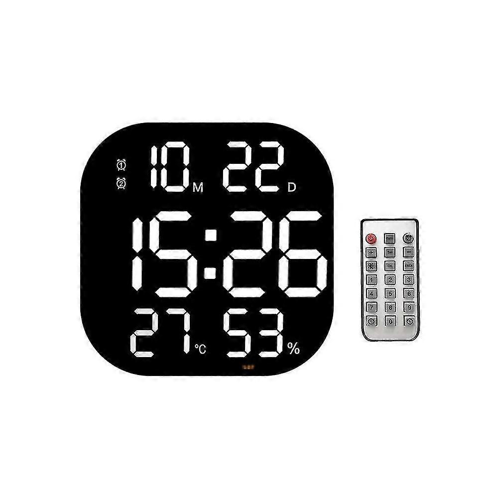 Led Digital Wall Clock Remote Control Temperature Date Week Display Adjustable Brightness Table Al