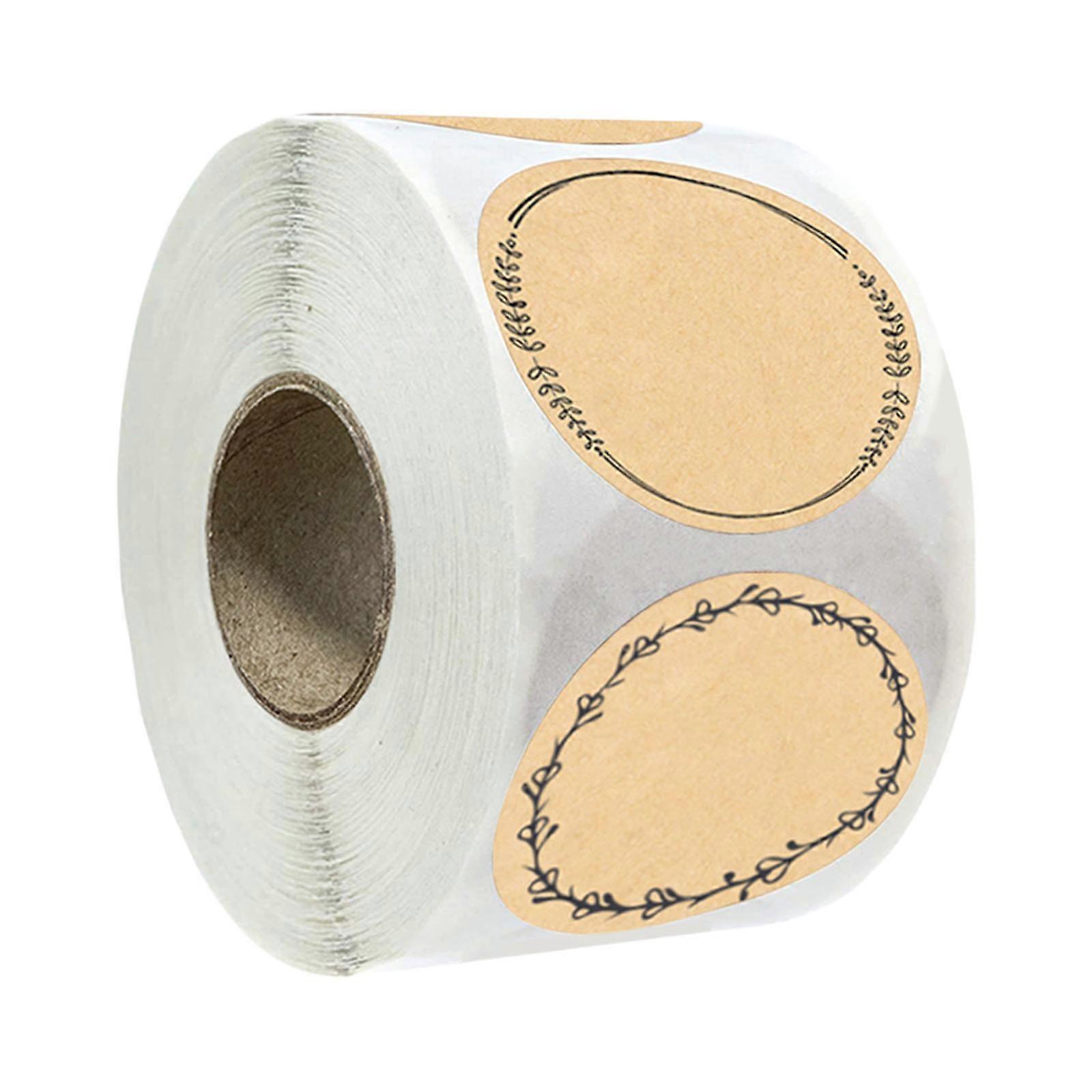 500pcs/Pack Canning Jar Bottle Kraft Brown Sticker for Apparel and Party Use Wreath Pattern Writing Round Kraft Label