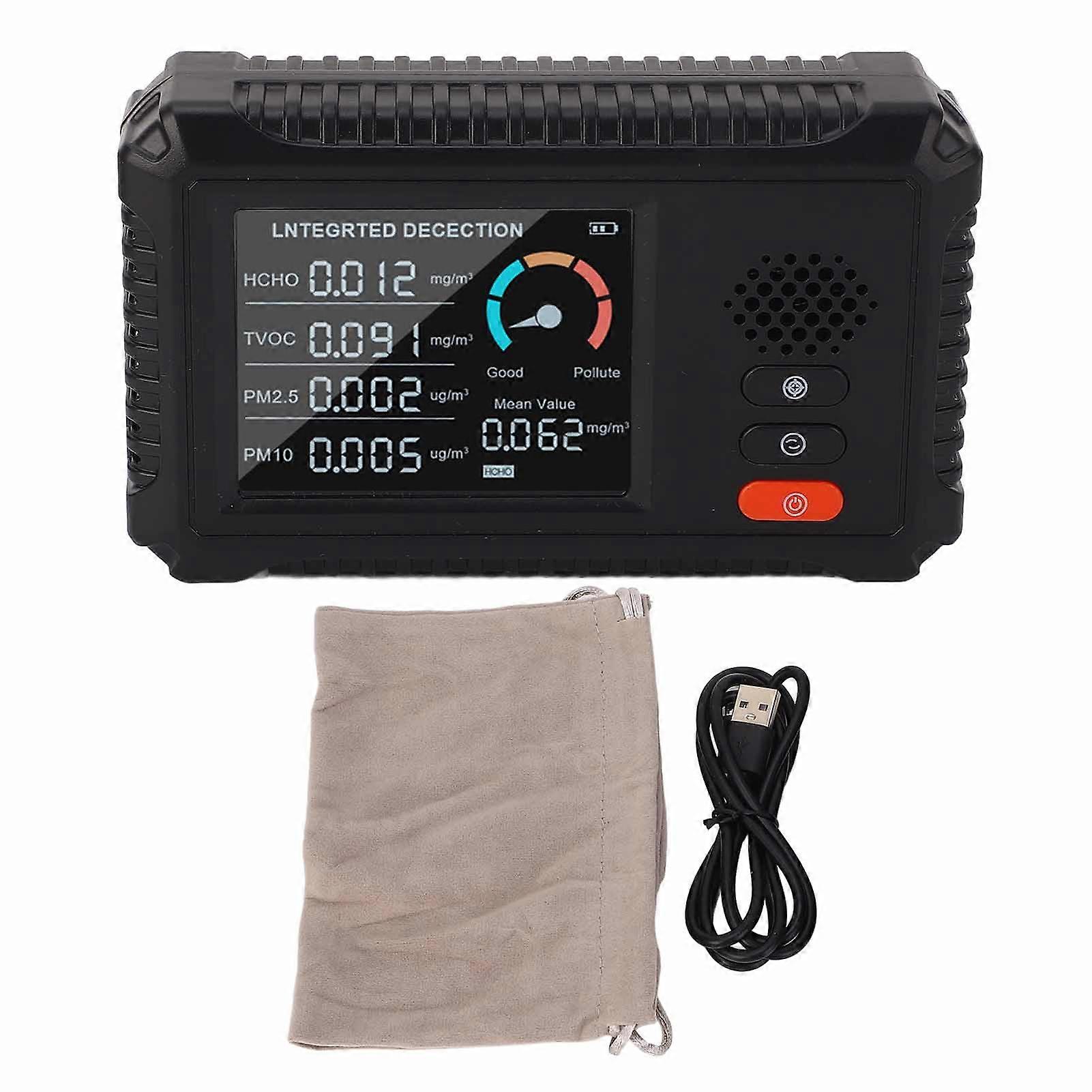 Air Quality Detector HCHO TVOC PM2.5 PM10 Portable Indoor Air Quality Tester for Home Automobile Tent Travel 5V