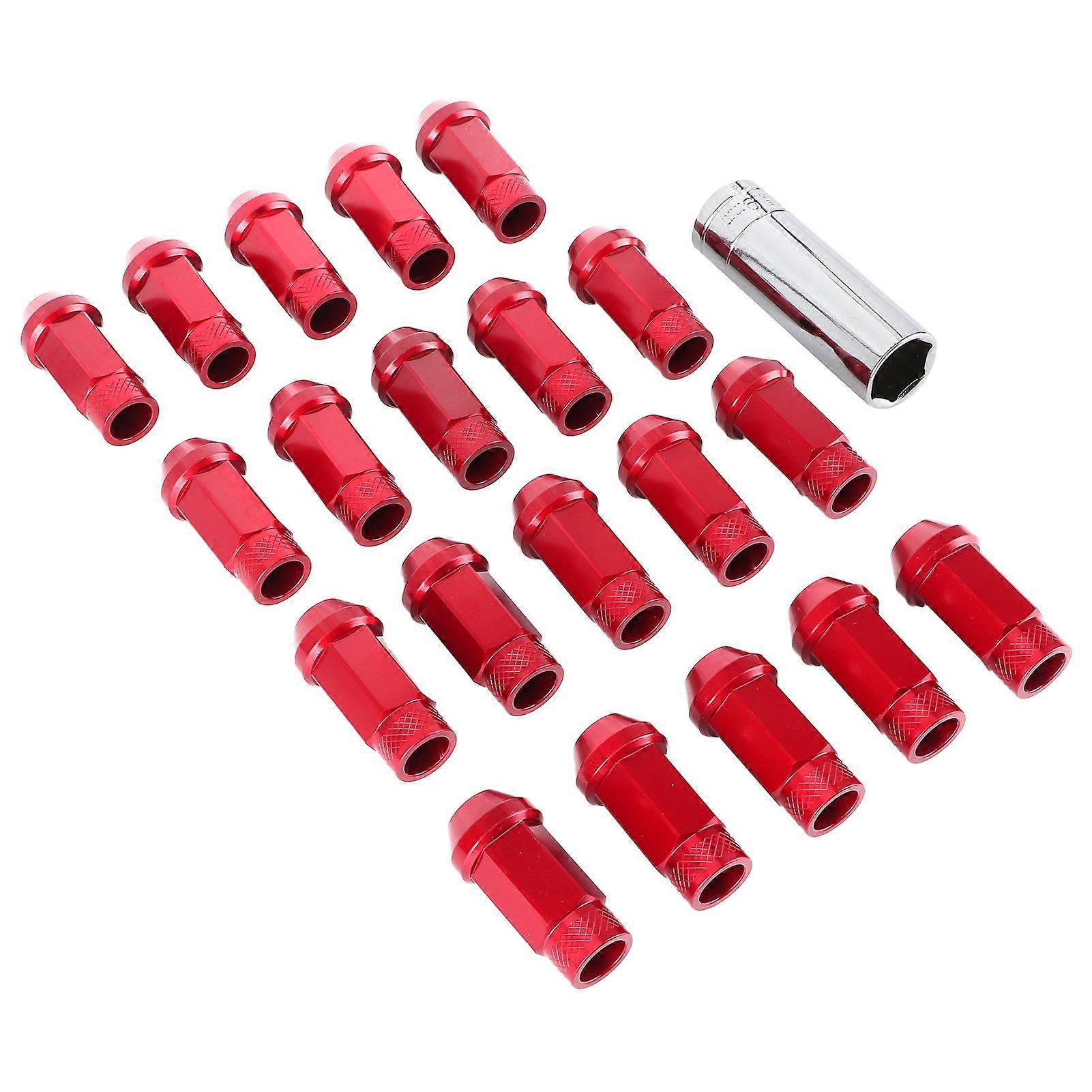 20 Pack 50mm Wheel Nuts Universal M12x1.5 Thread Aluminum Alloy with Mounting Socket