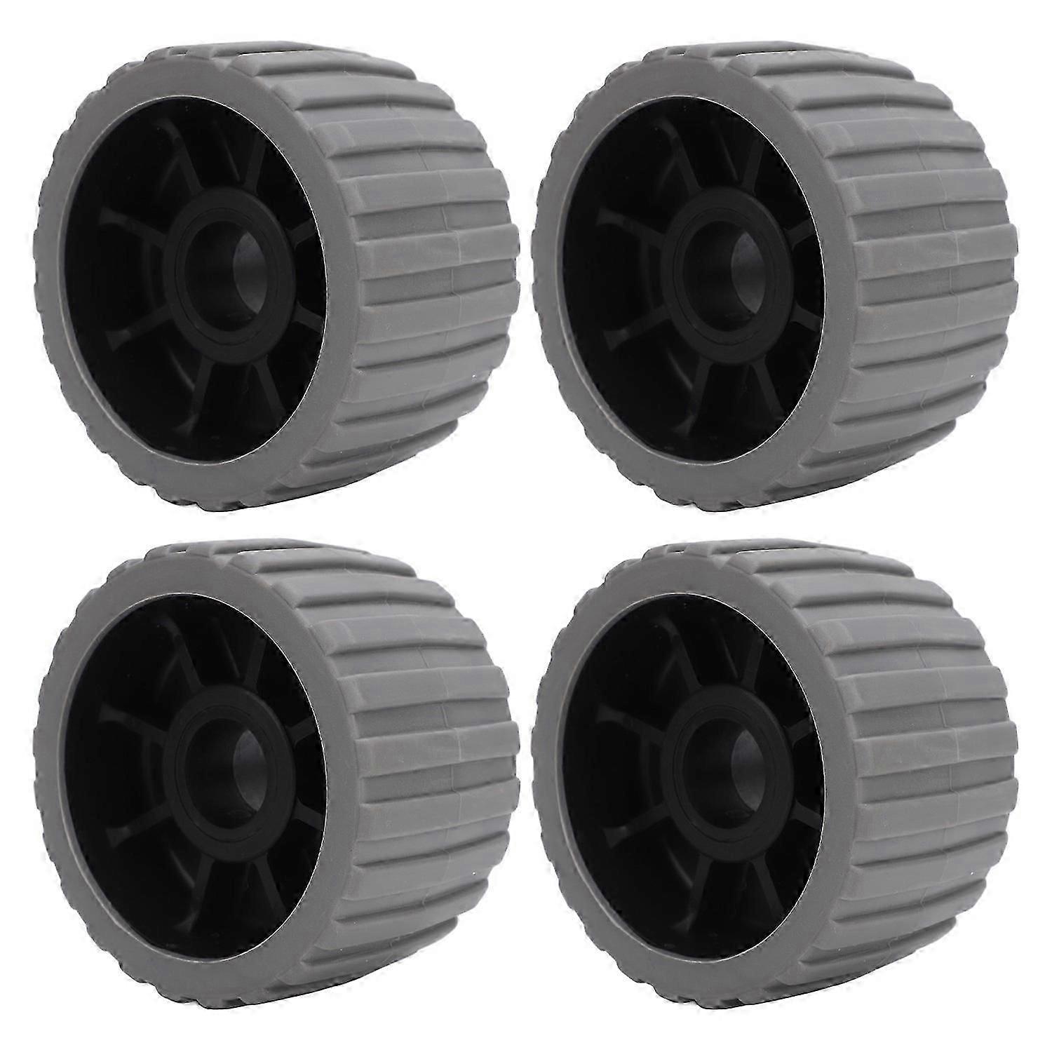 Utsökt 4PCS Trailer Wobble Rollers High Temp Resistent Poly Ribbed Wobble Roller för Båtar Släpvagnar 125 X 7