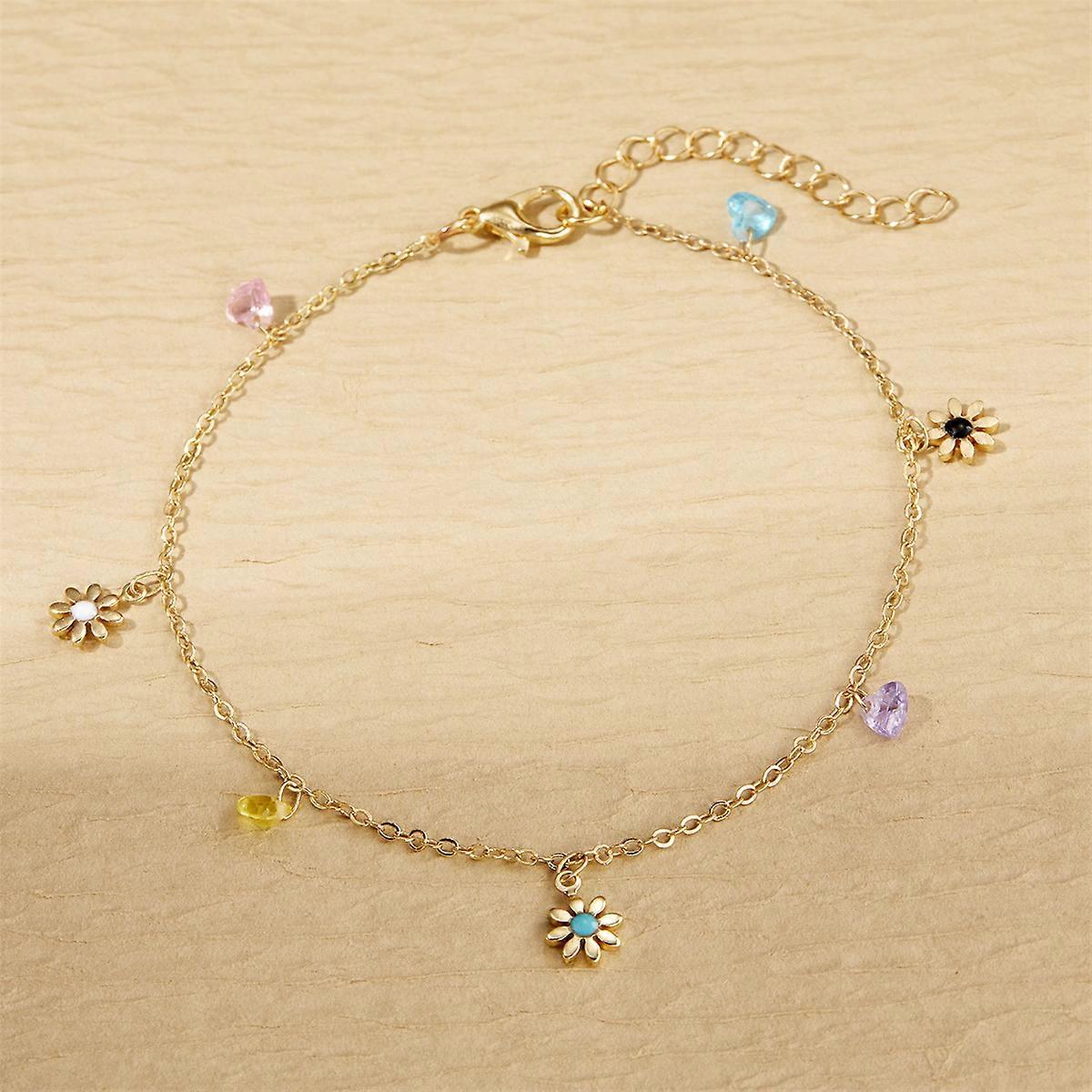 مجموعة خلخال عباد الشمس الحلو البوهيمي للنساء أزياء بيضاء أسود زهرة ديزي حلقة ربط سلسلة حافي القدمين الكاحل سوار حزب مجوهرات