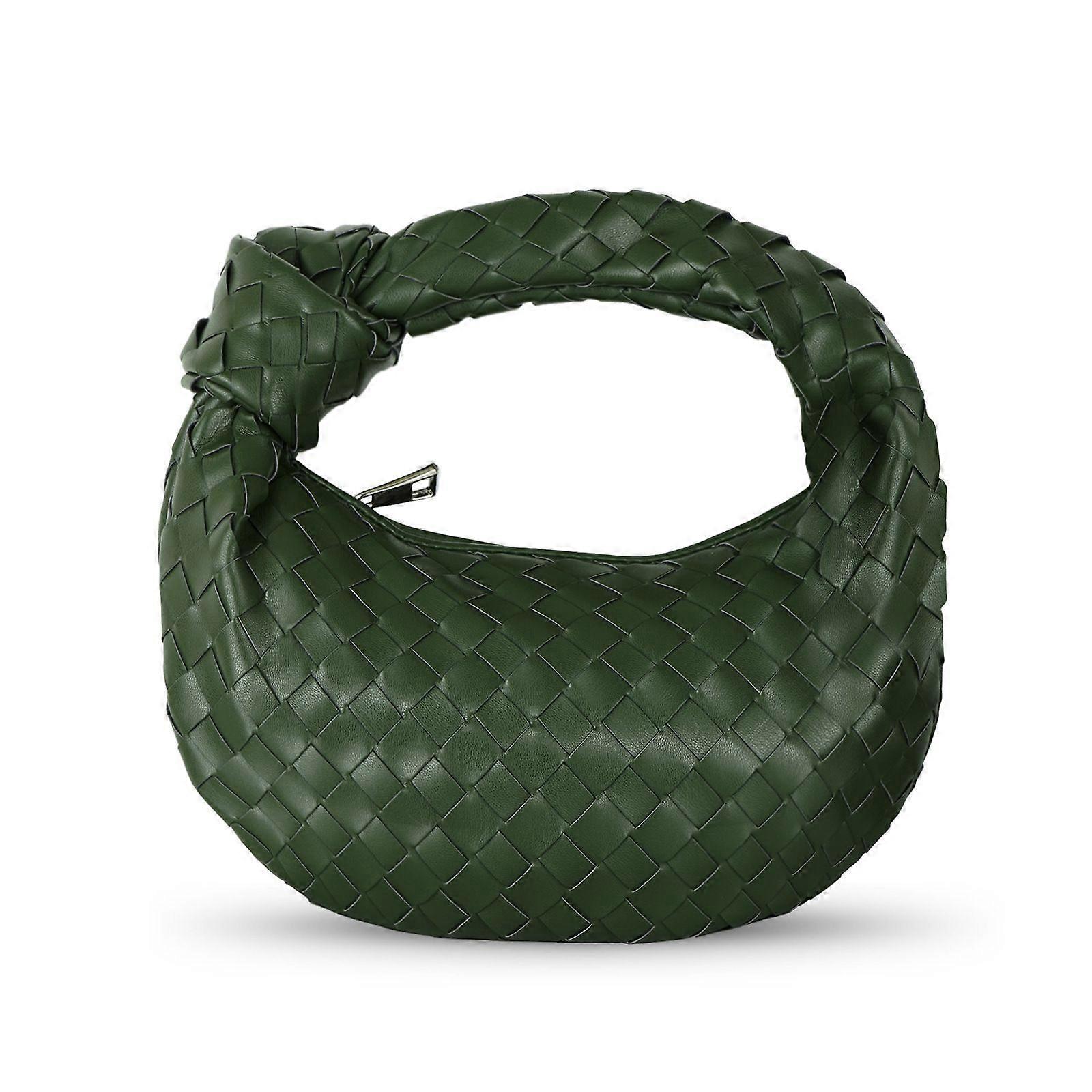 Vävd Läder Hobe Dumpling Väska Middag Handväska För Kvinnor Handväska Hobo Väska Knuten Vävd Sommar Clutch Väska