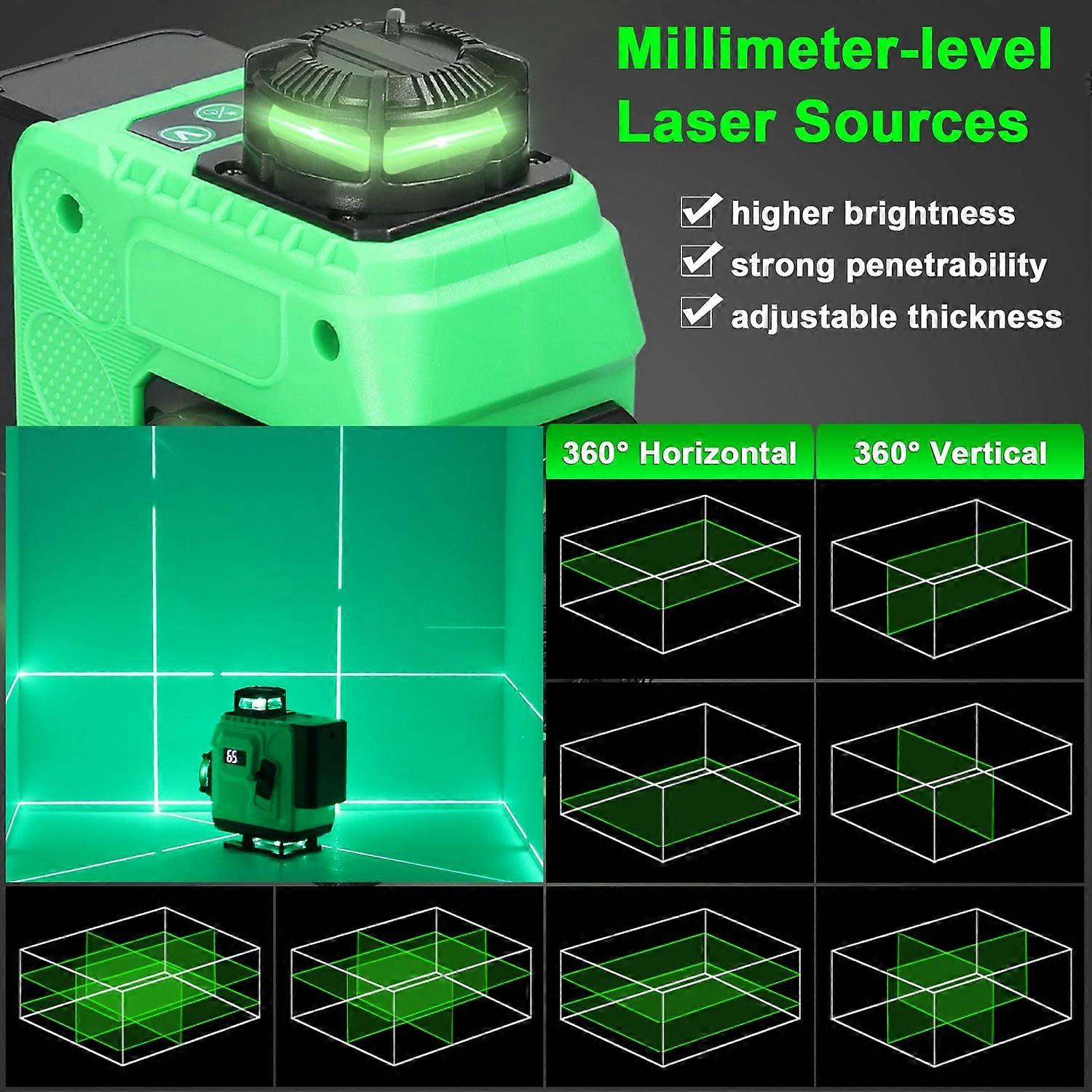 Multifunctional 16 Lines Laser Level 3° Self-leveling Machine Rechargeable Lithium Battery Leveling