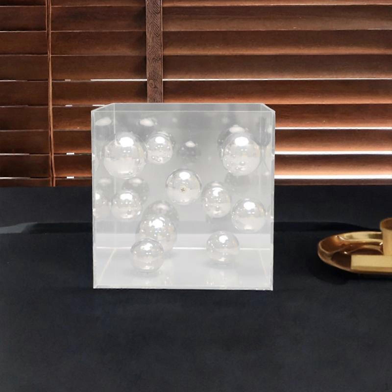 Clear Acrylic Cover Ball Ornament Desk Decoration Artwork Keepsake Collections Square Display Box