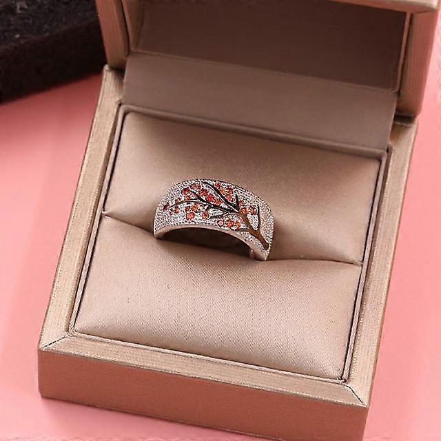 Newest Shiny Tree Branch Ring Of Red /Blue /Green /Purple Crystal Leaves Rings For Women Unique Punk Branch Wedding Ring Jewelry