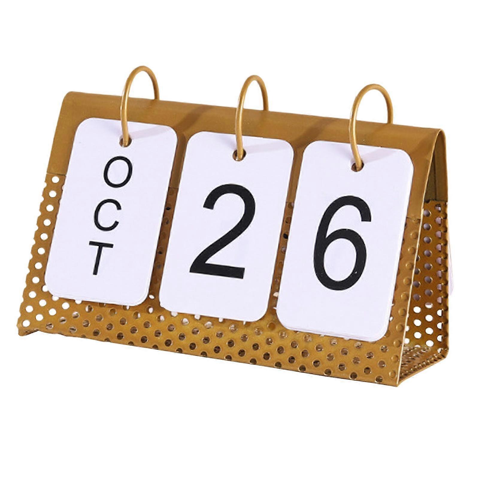 Calendar, Tabletop Iron Frame Home Decorative Standing Page Turning Office