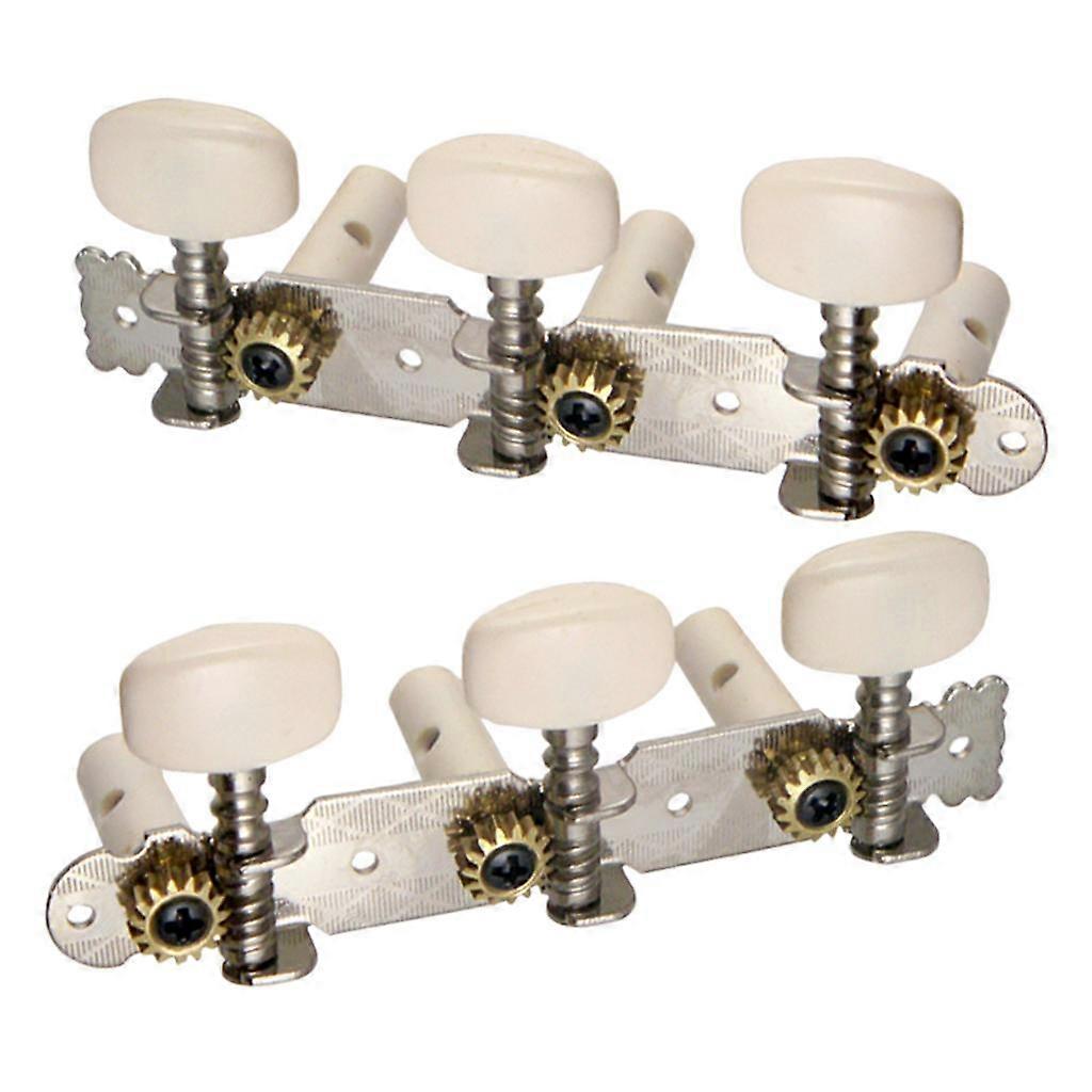 2pcs Silver Classical Guitar String Tuning Pegs Machine Heads Tuners 3R+3L
