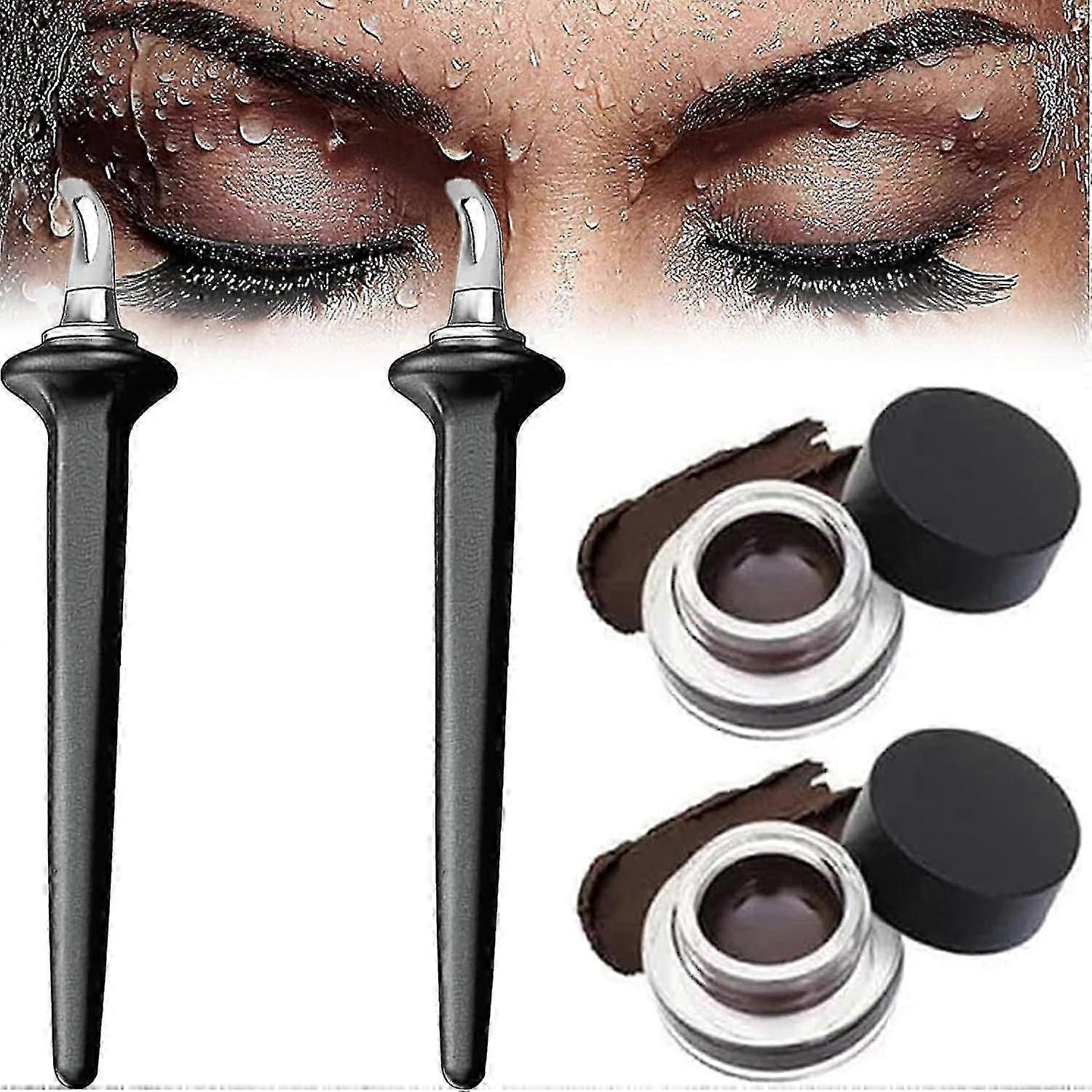 Eyeliner Applicator Kit, Silicone Eyeliner Tool with Eyeliner Cream, Reusable Silicone Eye Liner Tool Waterproof Eyeliner