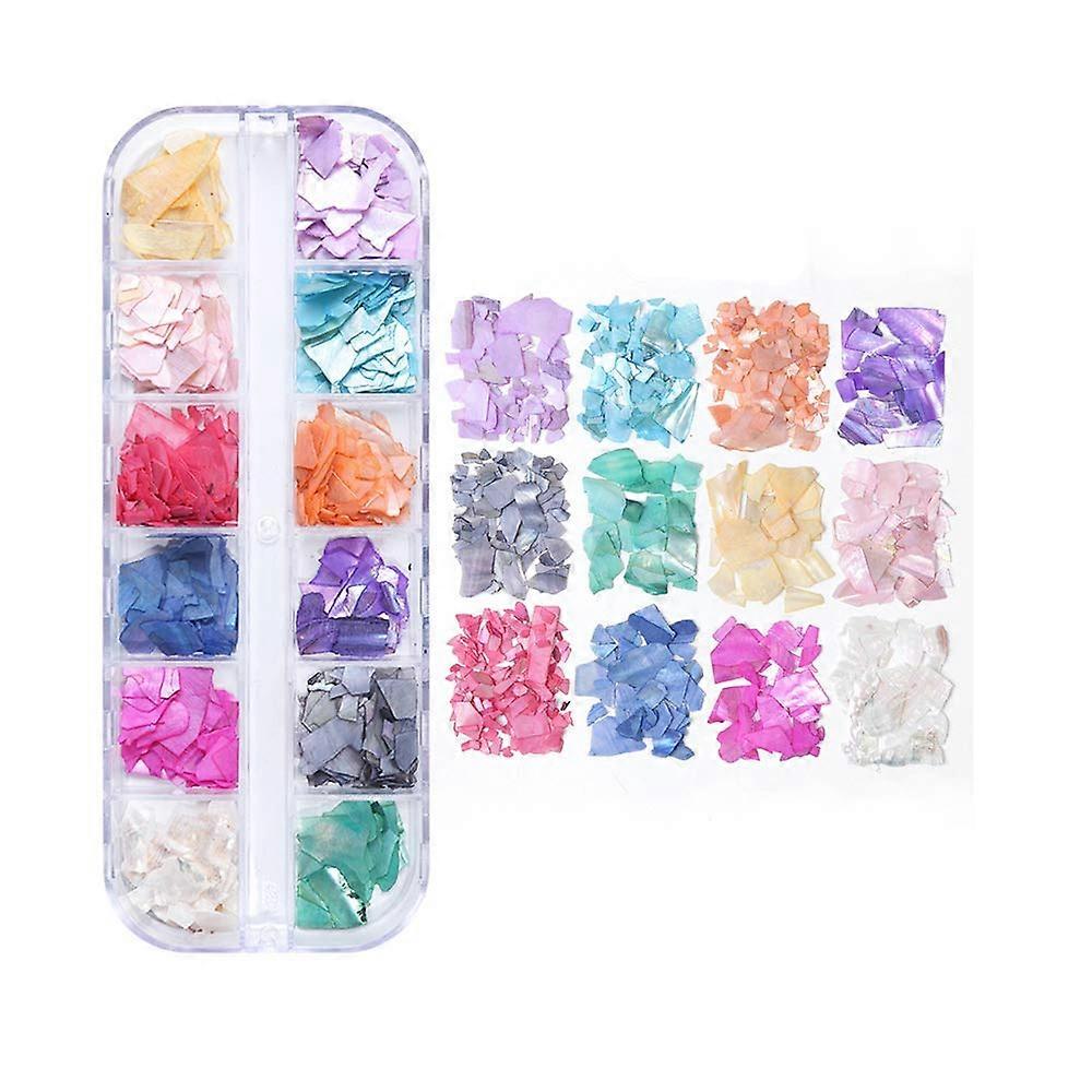 Versatile Nail Art Palette, Practical Set Golden Edge Resin Mixing Tool for Salon & Home (12 Color Holographic Sequins)