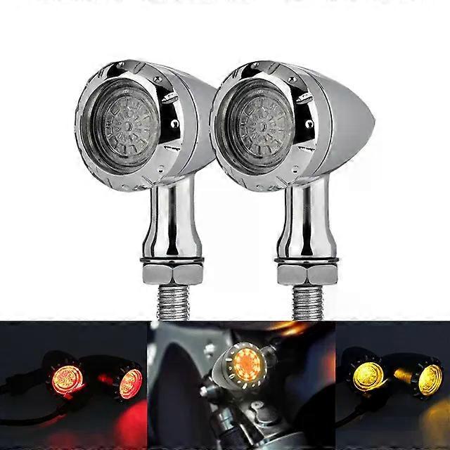 Motorcycle Bullet Turn Signal Light Indicator Blinker Lights 10mm Flashing Lamp compatible for Chopper Bobber Cruiser