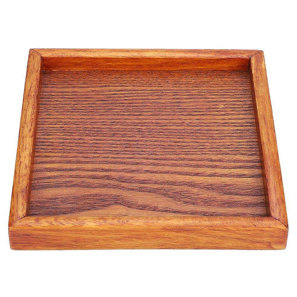 Small Portable Square Shape Solid Wood Tea Coffee Snack Dinning Serving Tray Plate (18*18*2)