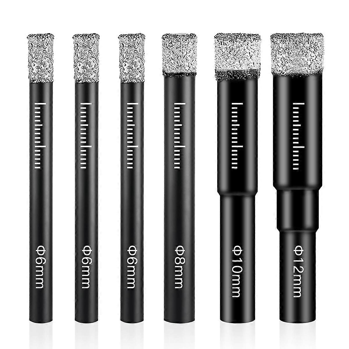 6 Pcs Diamond Drill Bit Porcelain Tile Drill Bit 6mm 8mm 10mm 12mm